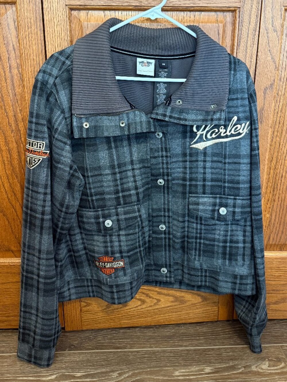 Harley-Davidson Long-Sleeve Double Breasted Plaid Jacket – Size 2W